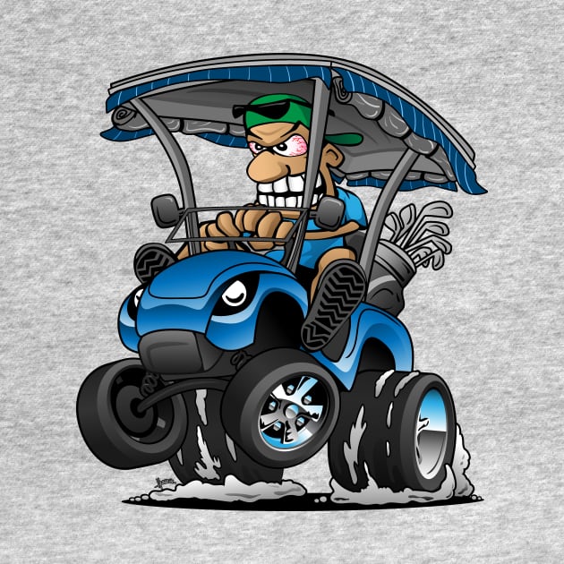 Funny Golf Cart Hotrod Golf Car Popping a Wheelie Cartoon by hobrath